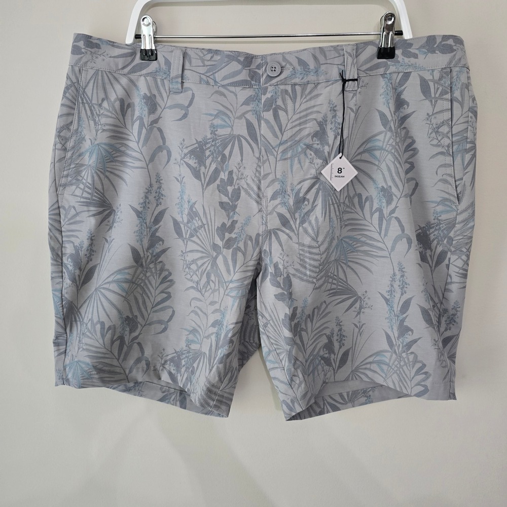 Travis Mathew NWT‎ Mens Shorts Size 42 Gray Floral Golf Casual 8" Inseam